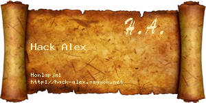 Hack Alex névjegykártya